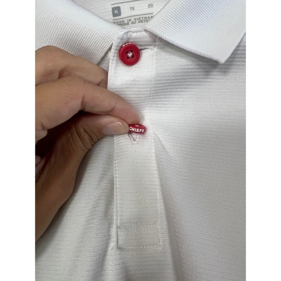 Nike Men's Chiefs NFL Red White Colorblock Polo Collard Shirt Size - Picture 3 of 6